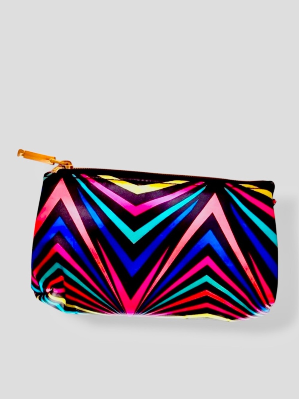 KESTREL Cosmetic Bag w Black & Neon Chevron Makeup Bag Clutch